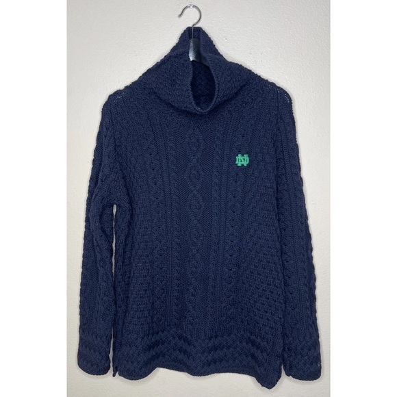 Caraig Donn Irish Merino Wool Fisherman Sweater Blue M - Picture 1 of 7